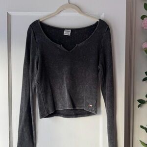 PINK Victoria's Secret Charcoal Long Sleeve Top